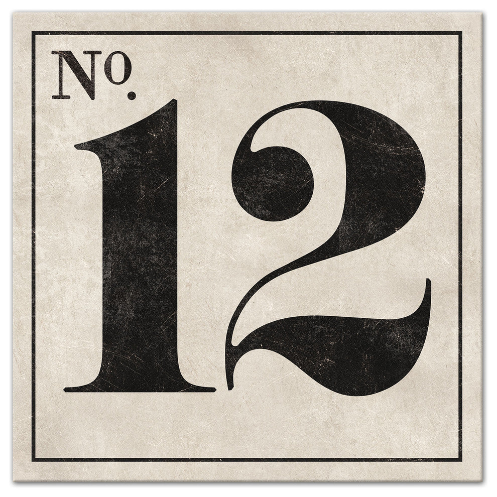 Vintage Number 12 Sign Print on Canvas