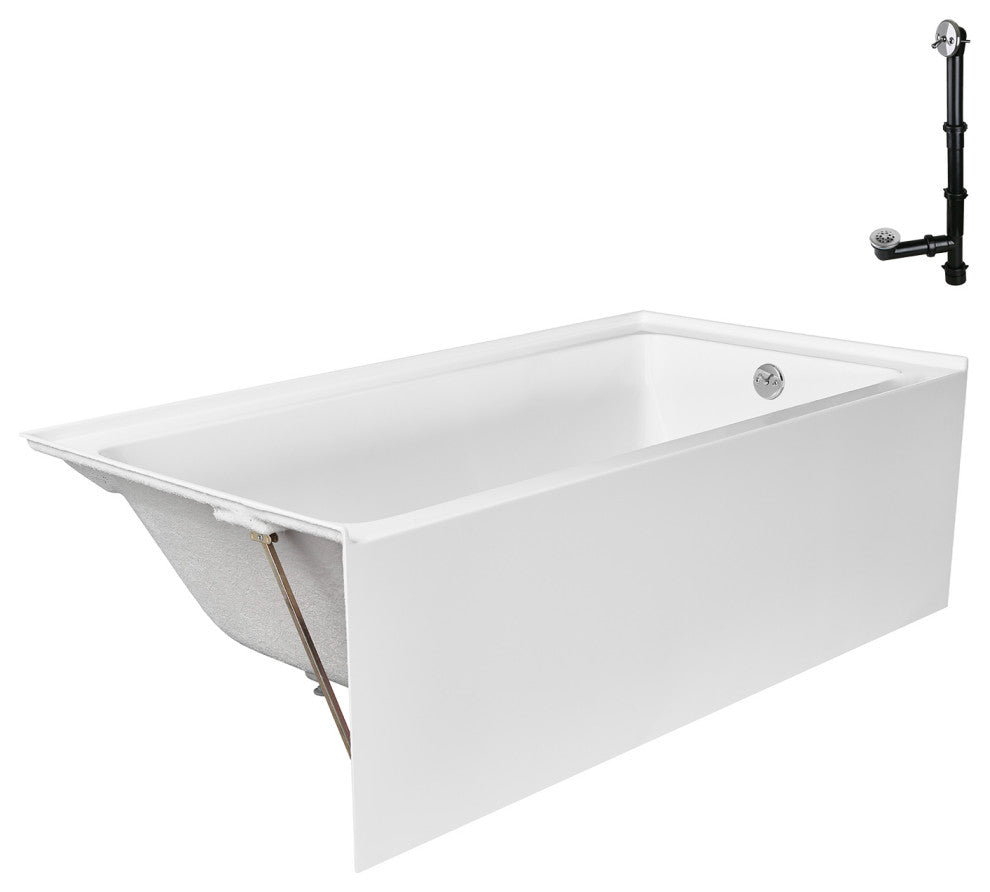 GA-306-14-CH 66"x32" Acrylic Alcove Bathtub, Polished Chrome Drain