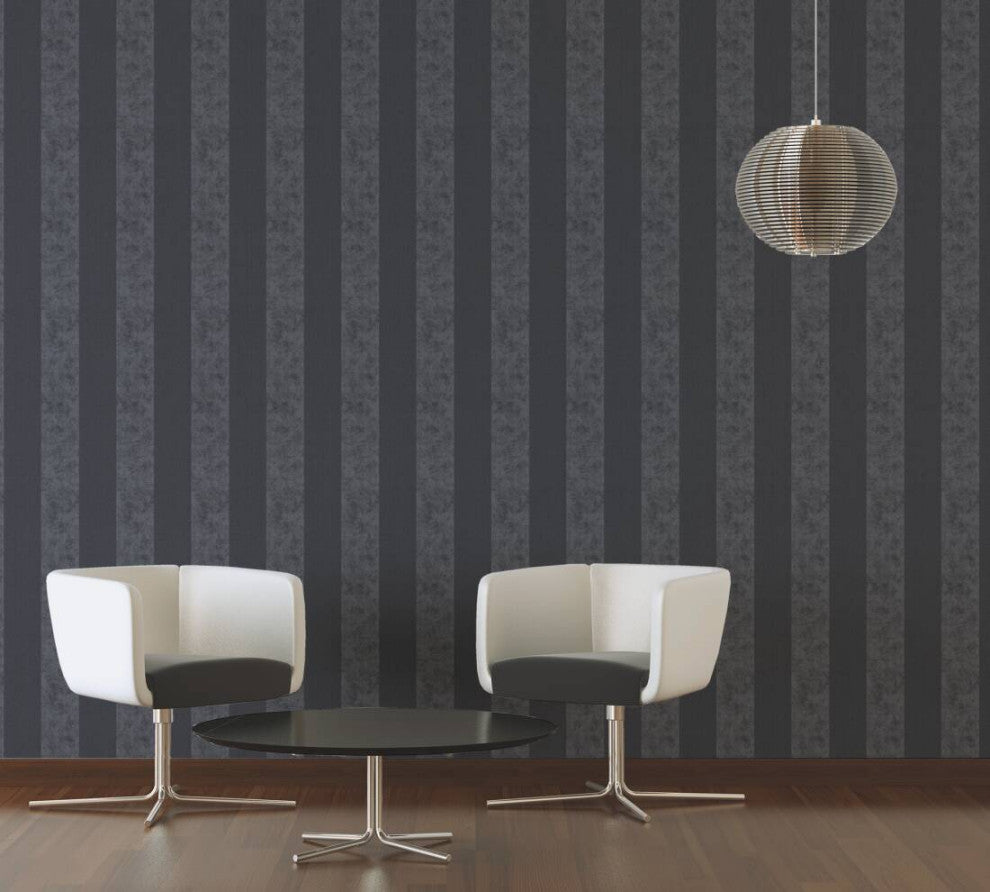 Modern Textured Wallpaper Brush Effect and Stripes, Brown White Gray, Sample