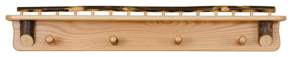 Hickory Log Coat Rack, Hickory & Oak, 4 Foot