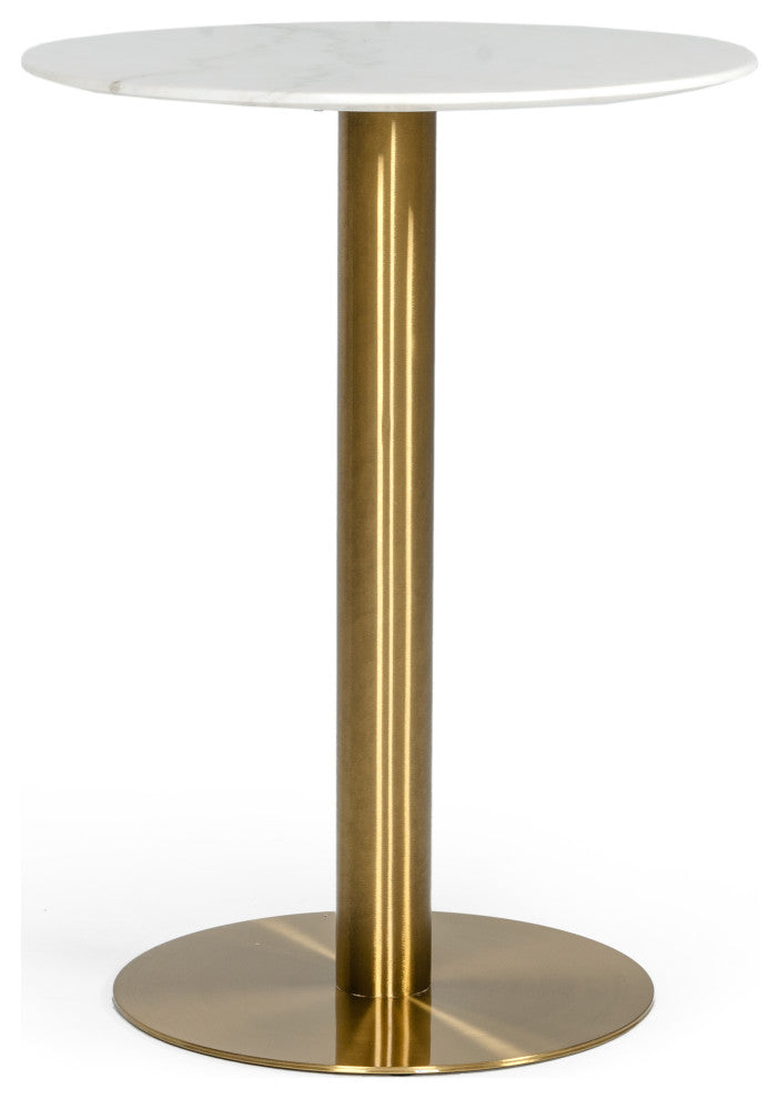 Modrest Fairway Glam White Marble and Brushed Gold Bar Table
