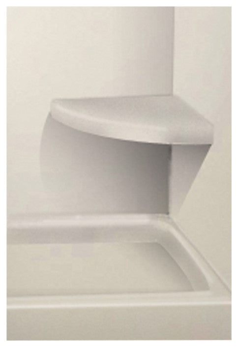 14"x14" Solid Surface Wall-Mount Corner Decor Shower Seat, Matrix White