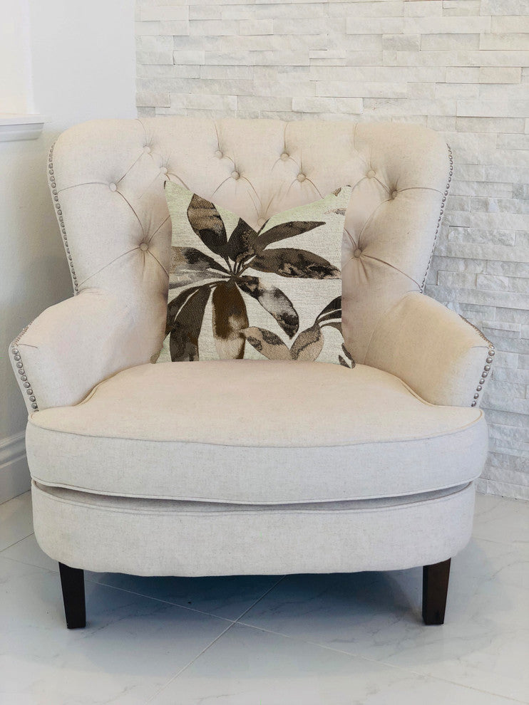 Santorini Cove Beige and Brown Tones Luxury Throw Pillow, 20"x30" Queen