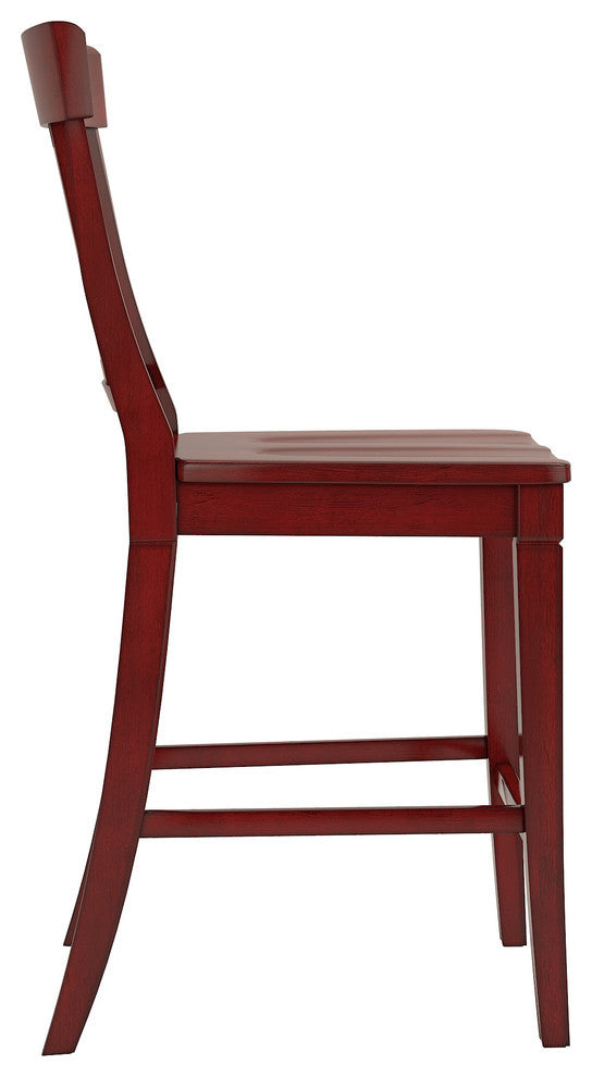 Arbor Hill Panelled Back Counter Chair, Set of 2, Berry Red