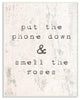 Put Phone Down Smell Roses Typography Oversized Wall Plaque Art, 13"x19"