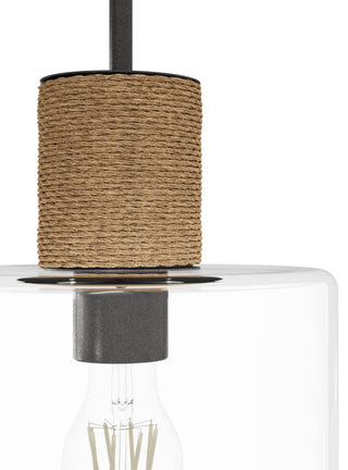 Vanning Noble Bronze and Natural Sisal Rope With Clear Glass 1 Light Pendant