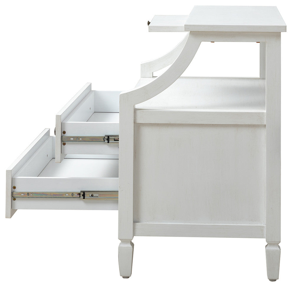 Drawer Nightstand With Built-In Outlets, Set of 2, White