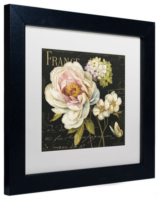 'Marche de Fleurs on Black' Matted Framed Canvas Art by Lisa Audit