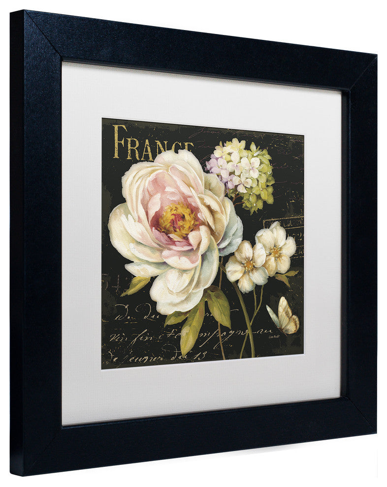 'Marche de Fleurs on Black' Matted Framed Canvas Art by Lisa Audit
