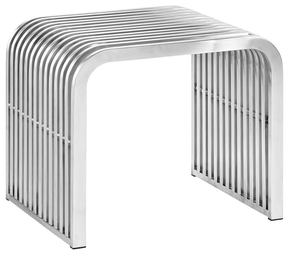 Modern Silver Pipe Stainless Steel Bench