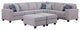 Cooper Light Gray Linen 8Pc Reversible L-Shape Sectional, Ottomans, 89131-5A