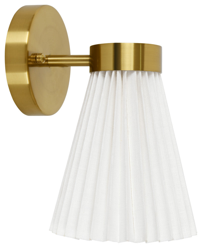 Beacon Lighting Amore Pleated Wall Bracket, Brass With White Linen Shade, 1 Light