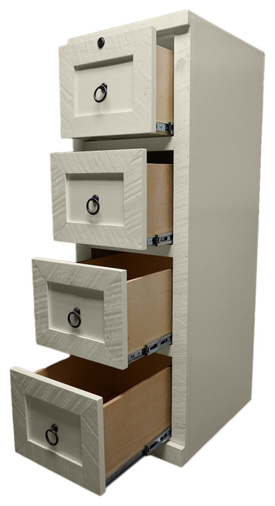 Rustic 4-Drawer File Cabinet, Soft White