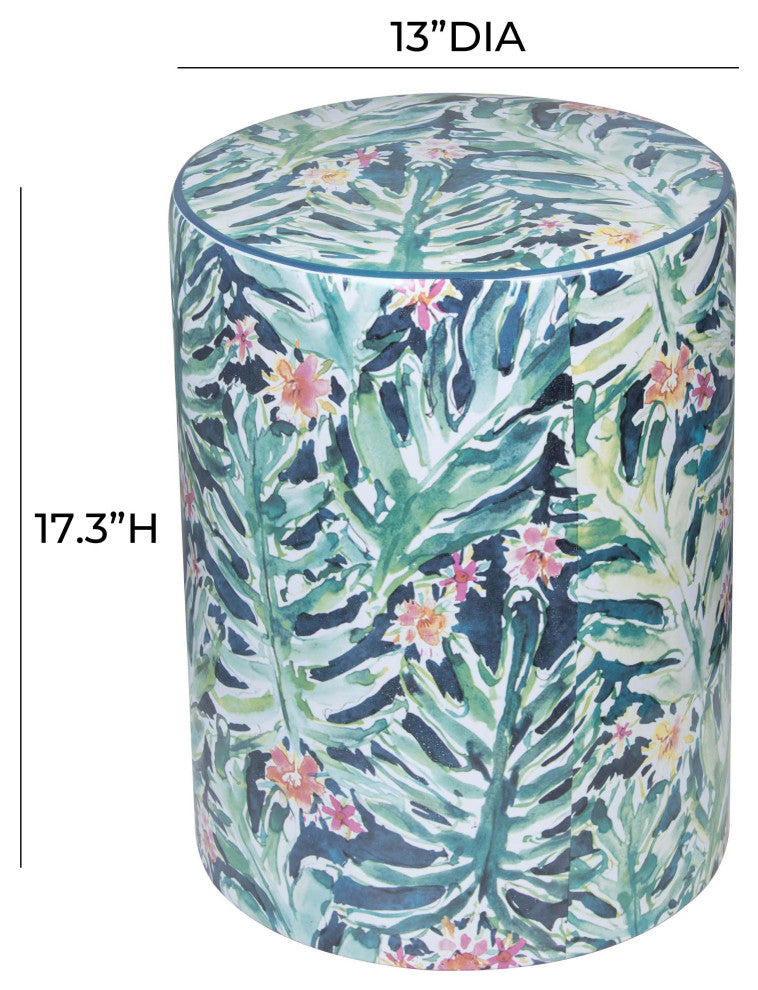 Taurus Ceramic Stool in Garden Print