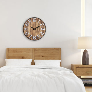 Aberdeen 20" Wooden Wall Clock With Metal Numbers