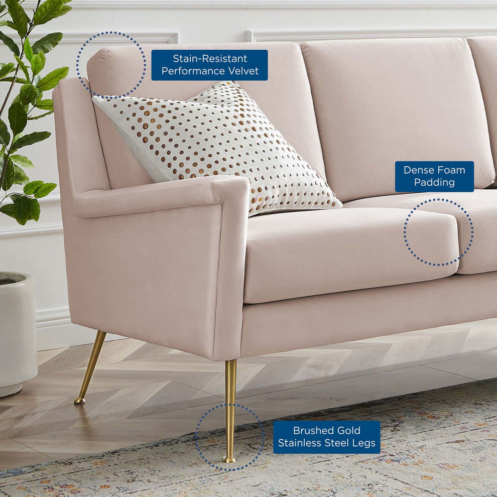 Chesapeake Performance Velvet Sofa-Gold Pink