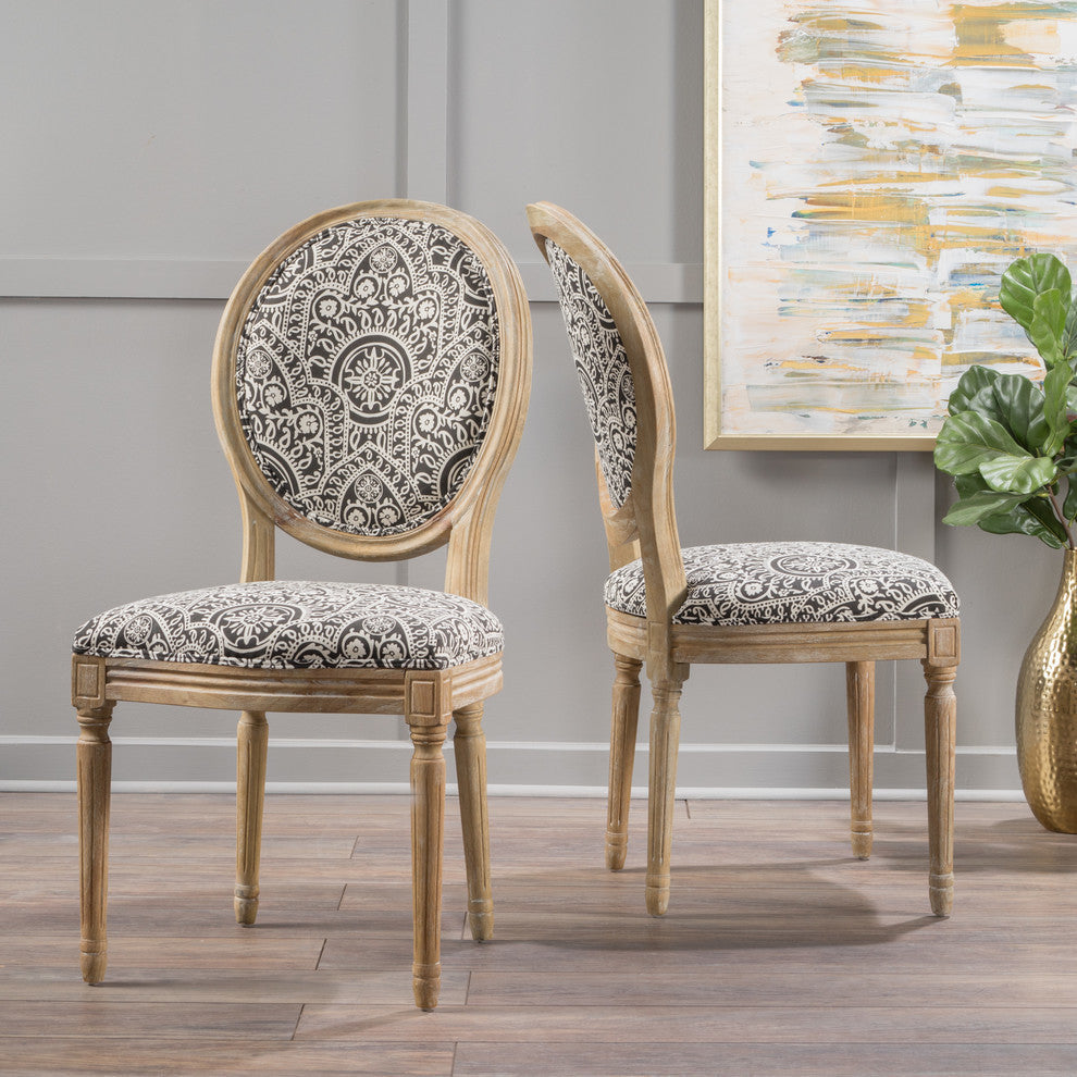GDF Studio Phinnaeus French Country Fabric Dining Chairs (Set of 2)