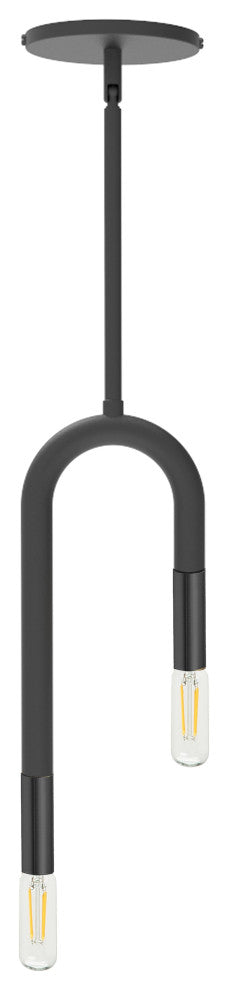 2-Light Matte Black Modern Pendant