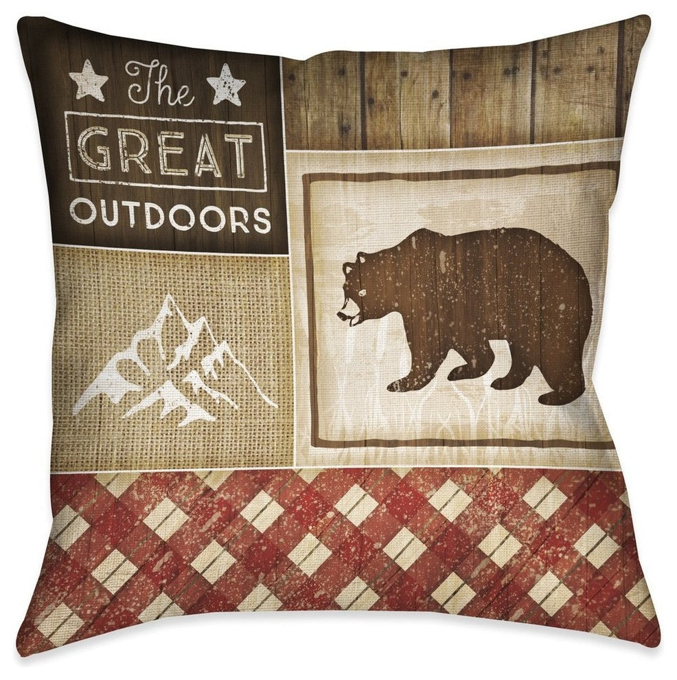 Laural Home Country Cabin III Outdoor Decorative Pillow, 18"x18"