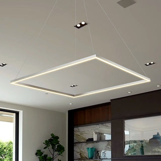 39" Atria LED Square Chandelier, Adjustable Suspension Fixture, Silver