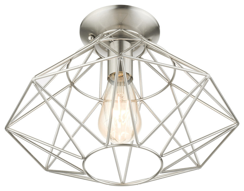 Brushed Nickel Geometric, Farmhouse, Industrial, Abstract, Rustic Flush Mount