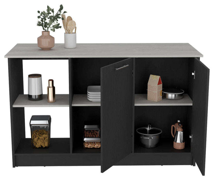 Kitchen Island Padua, Kitchen, Black / Onyx