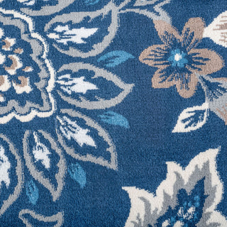 Stella Traditional Floral Dark Blue Rectangle Area Rug, 5'x7'