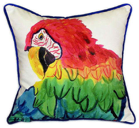 Pair of Betsy Drake Parrot Head Large Pillows 18 Inch x 18 Inch