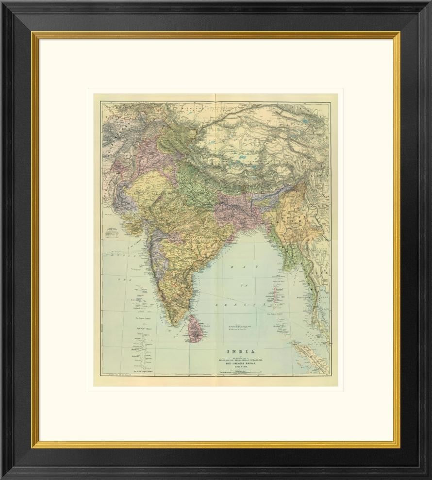 "Composite: India, 1901" Framed Digital Print by Edward Stanford, 24x26"