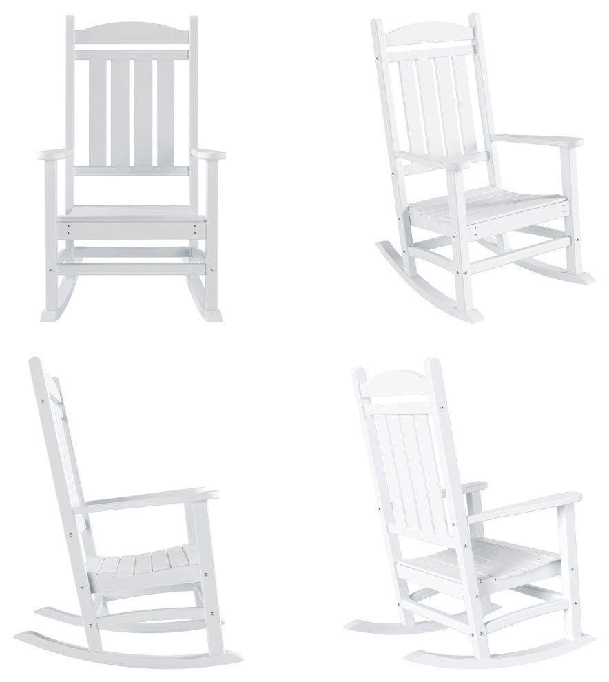WestinTrends 4PC Set Adirondack Outdoor Patio Porch Rocking Chairs, White