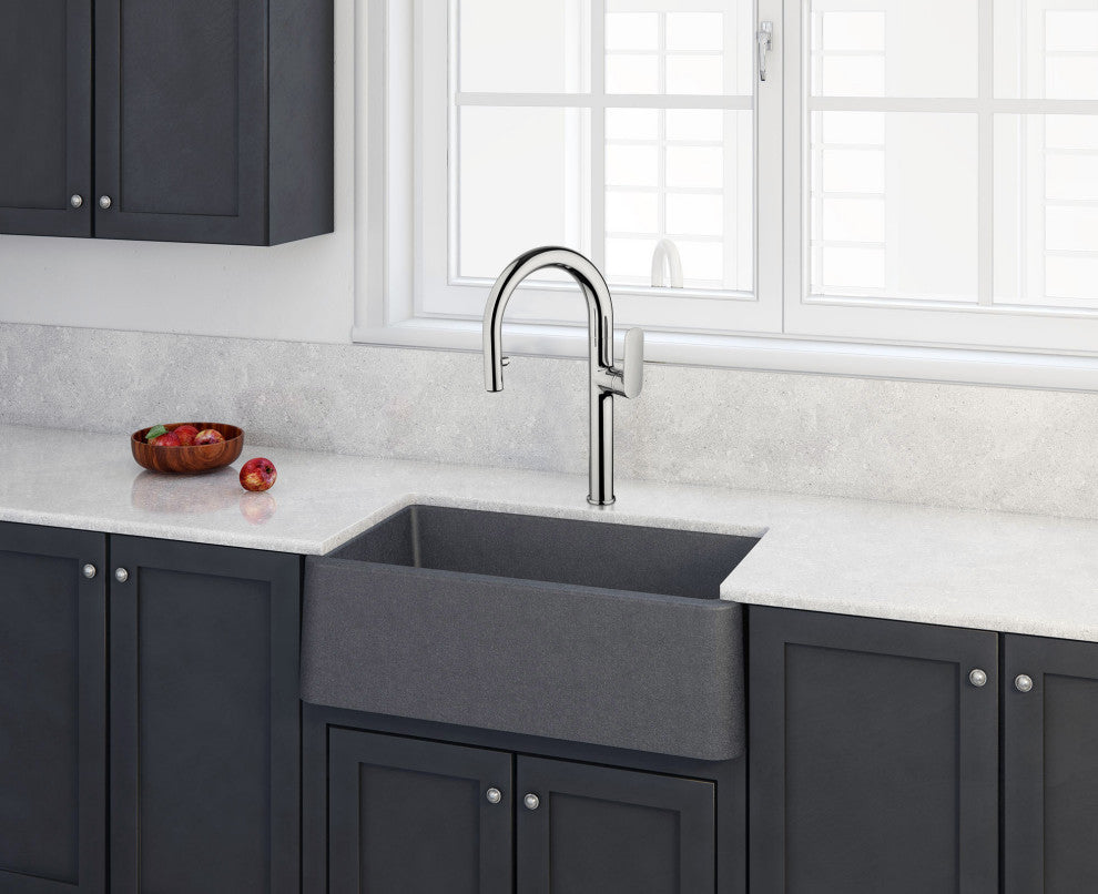 LaToscana Nove Single Handle Pull-Down Spray Kitchen Faucet, Chrome
