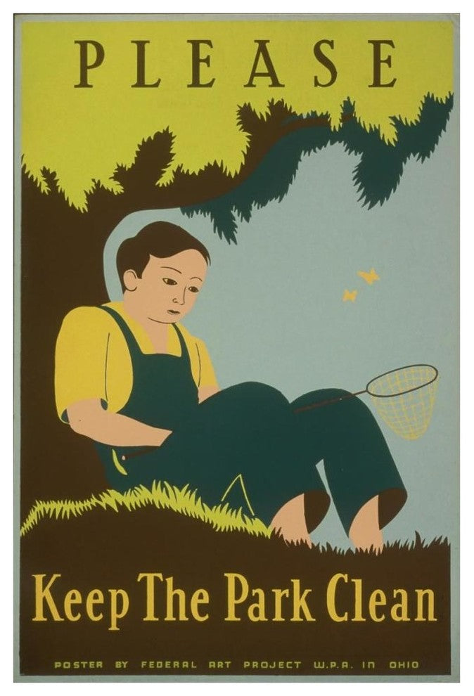 "Please Keep the Park Clean, 1938" Paper Print by Stanley Thomas Clough, 42"x62"