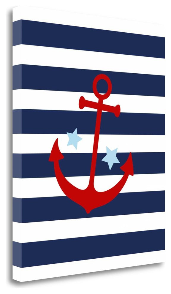 "Anchor Stripe - Boy" By Tamara Robinson, Giclee Print on Gallery Wrap Canvas