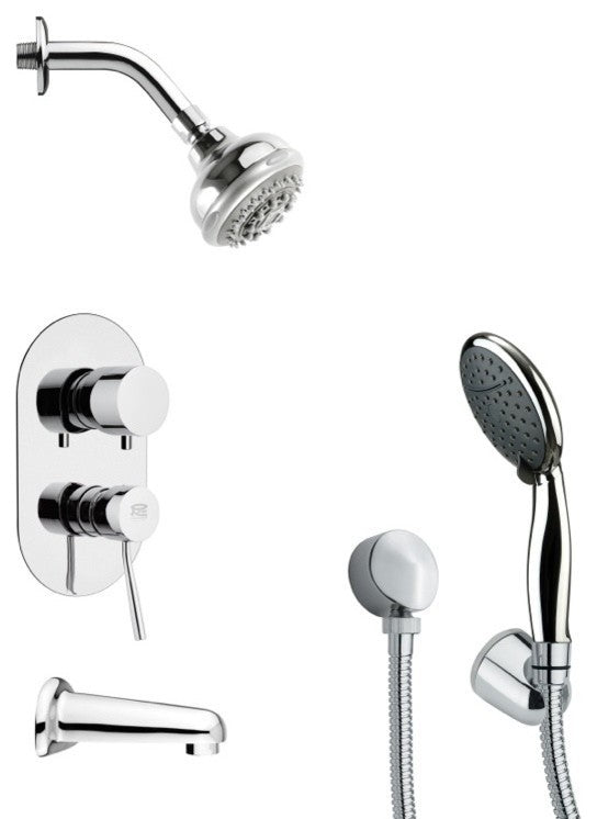 Contemporary Sleek Tub and Shower Faucet Set With Hand Shower