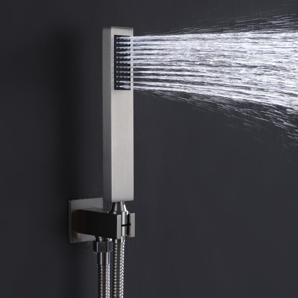 Rbrohant Wall Mount Shower System With Rough-in Valve, Brushed Nickel