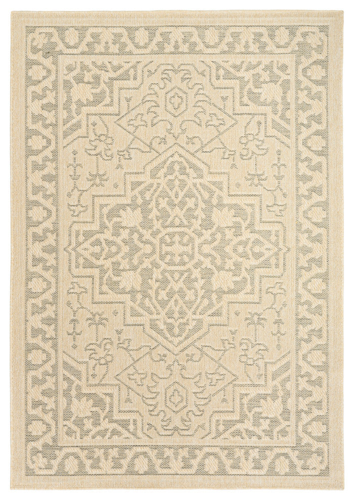 Nourison Tulum 5'3" x 7' Taupe Olive Outdoor Rug