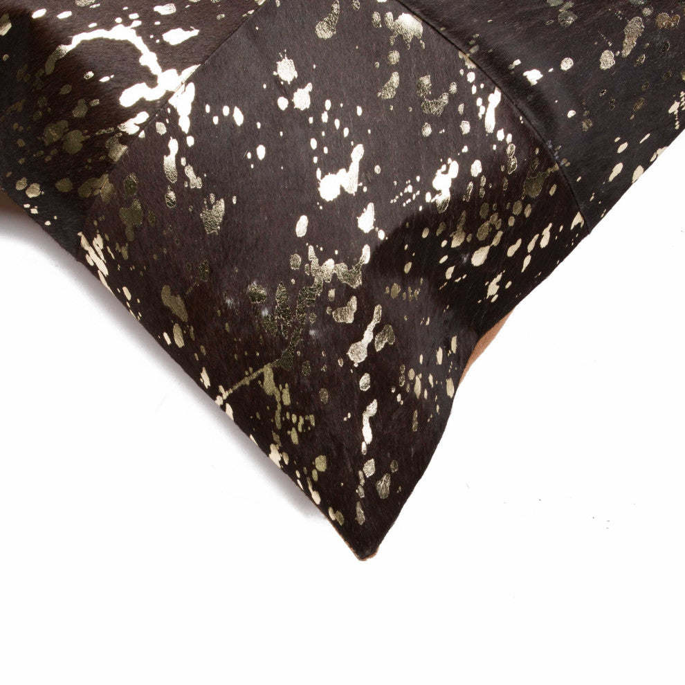 HomeRoots 18" x 18" x 5" Gold And Chocolate, Quattro Pillow 2-Pack