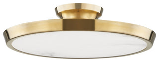 Draper LED Flush Mount, Aged Brass, Alabaster Shade