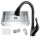 32" Single Bowl Kitchen Sink with Faucet,Oil Rubbed Bronze