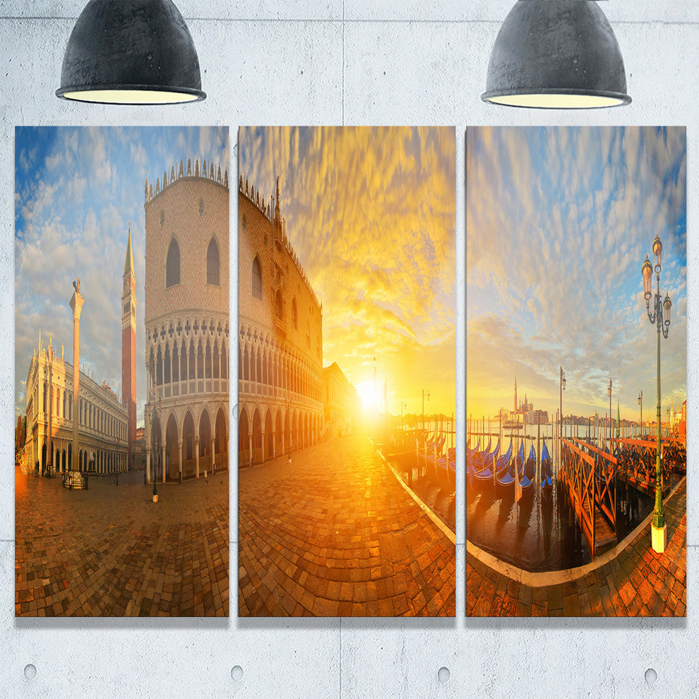 "Bright Sunrise in Italy Panorama" Metal Wall Art, 3 Panels, 36"x28"