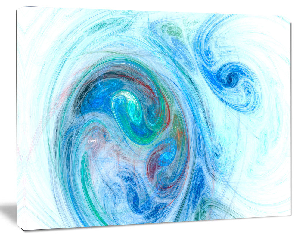Light Blue Fractal Illustration, Oversized Abstract Canvas Wall Art, 60x40