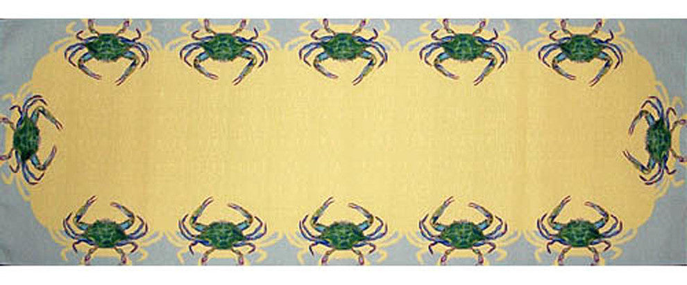 Betsy Drake Blue Crab Table Runner 13x54