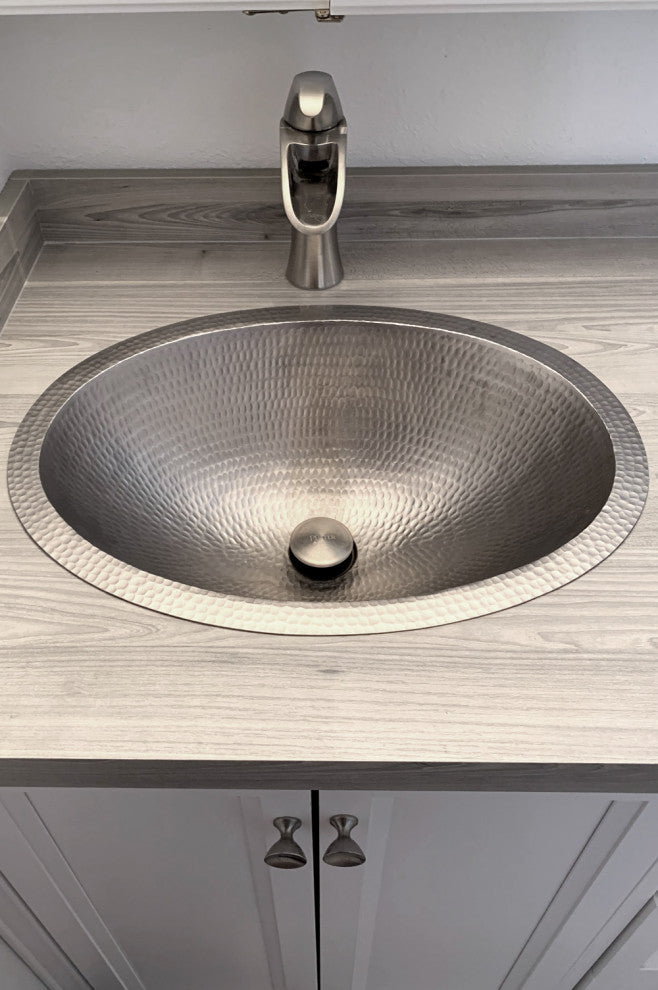 Premier Copper LO19FEN 19" Oval Bathroom Sink in Electroless Nickel