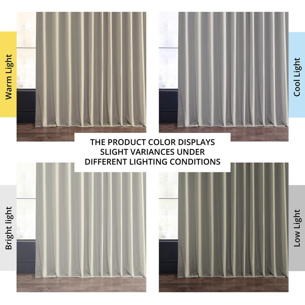 Blackout Extra Wide Vintage Textured Faux Dupioni Curtain, Off White, 100"x96"