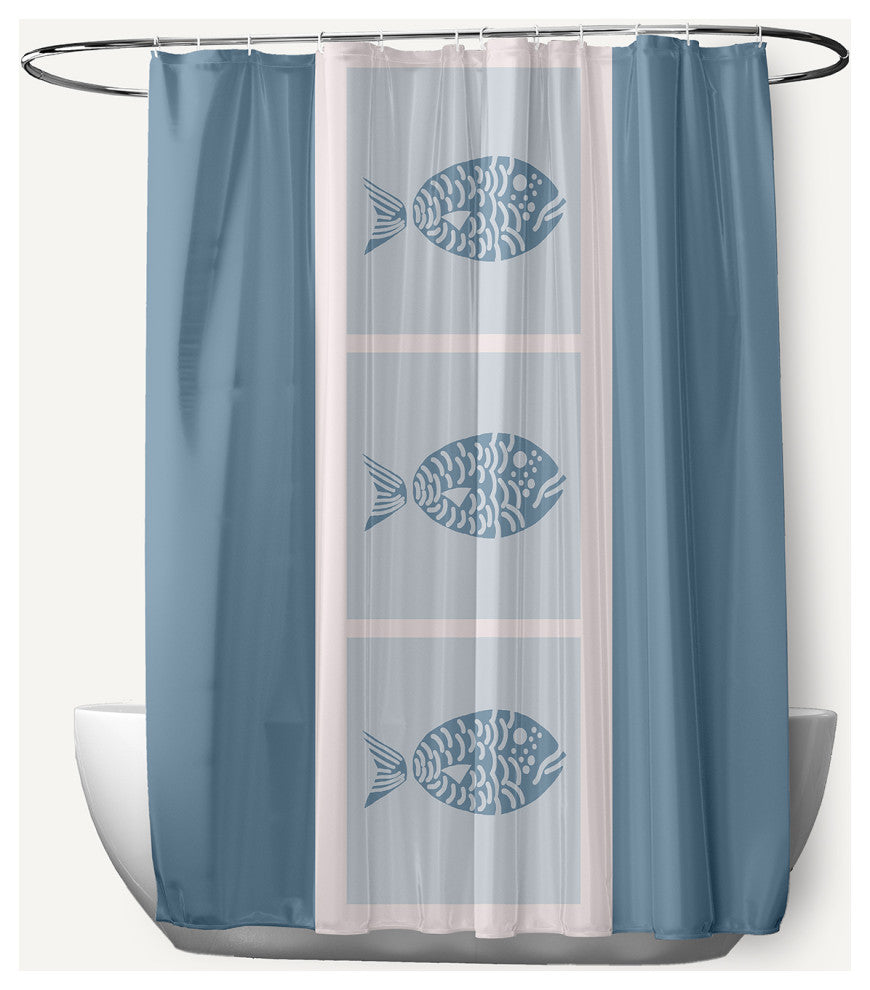 Fish Chips Dusty Smoke 70" w x 73" h Shower Curtain