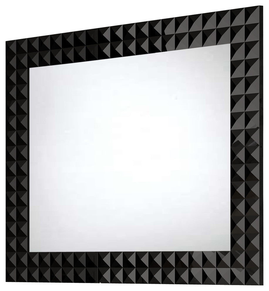 Diamond Wall Framed Mirror, Black, 40"