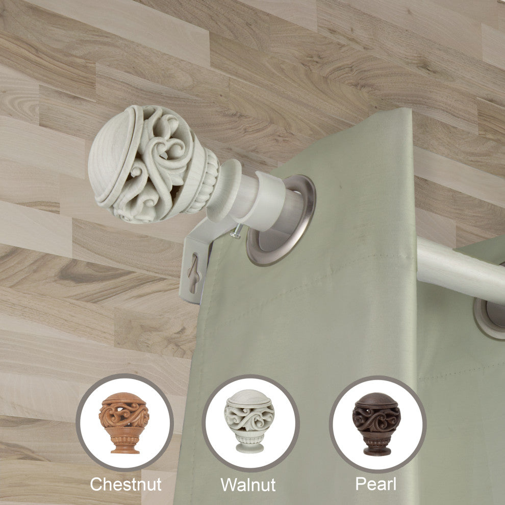Reed 1" Diameter Curtain Rod, Pearl White, 28-48"
