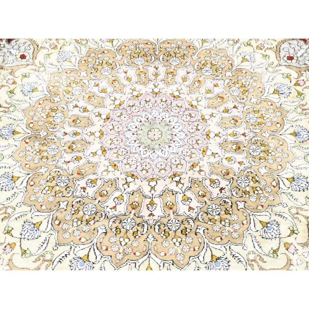 Rust Red, Kashan, 250 KPSI Silken Hand Knotted Oversized Rug, 12'1"x18'1"
