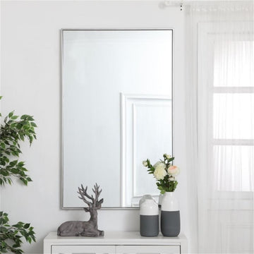Elegant Decor Eternity 48" x 30" Contemporary Metal Frame Mirror in Silver