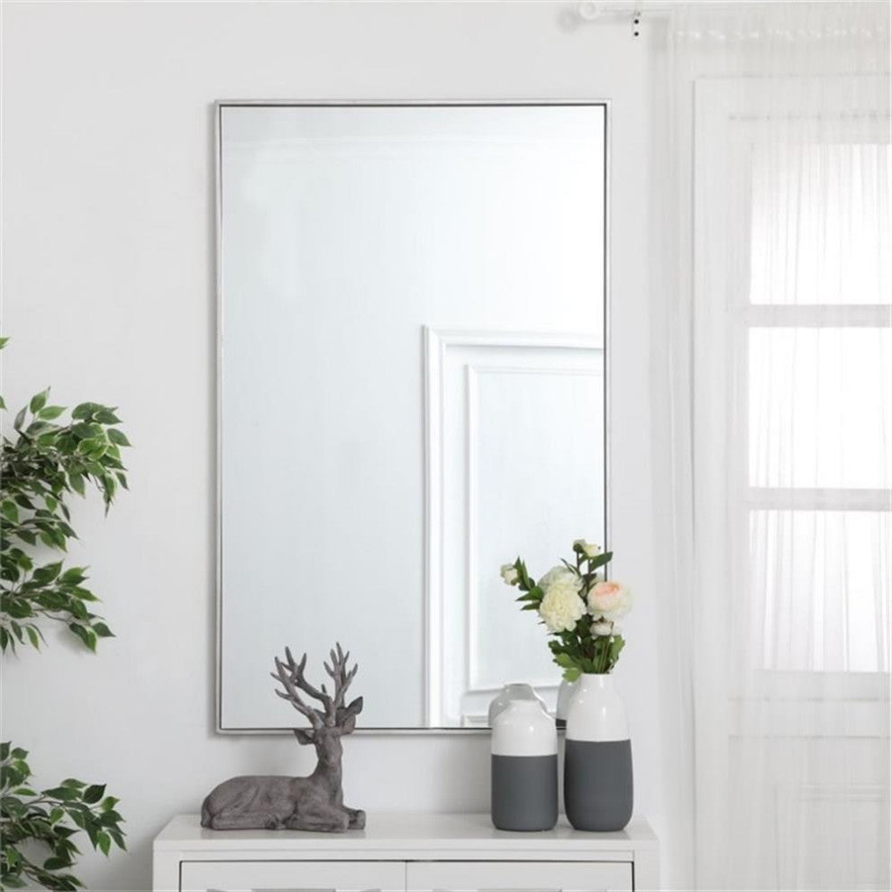 Elegant Decor Eternity 48" x 30" Contemporary Metal Frame Mirror in Silver